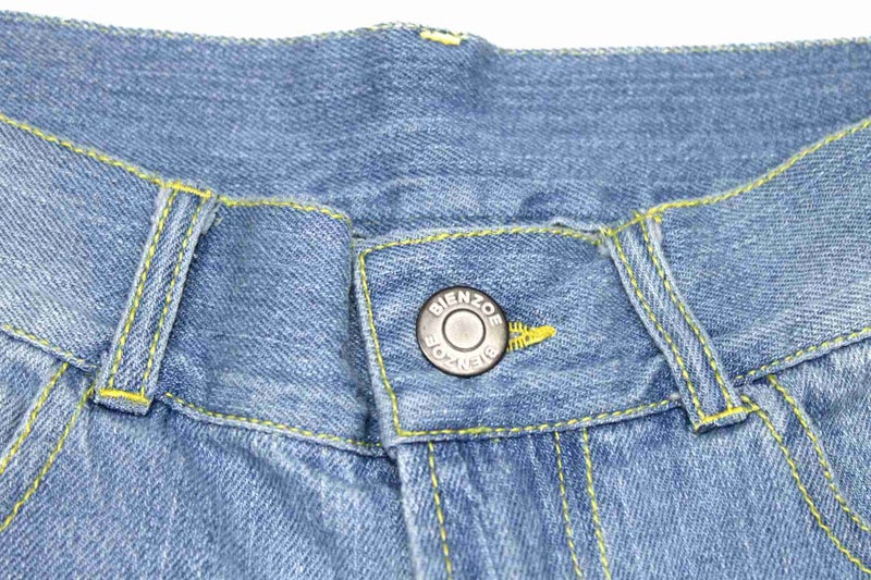 Bienzoe Summer Stretch Girls Shorts: Low Adjustable Waist Bermuda - Cowgirl Jean Denim - Kids School Dance Beach Casual Wear Denim Blue 12 - Image 4